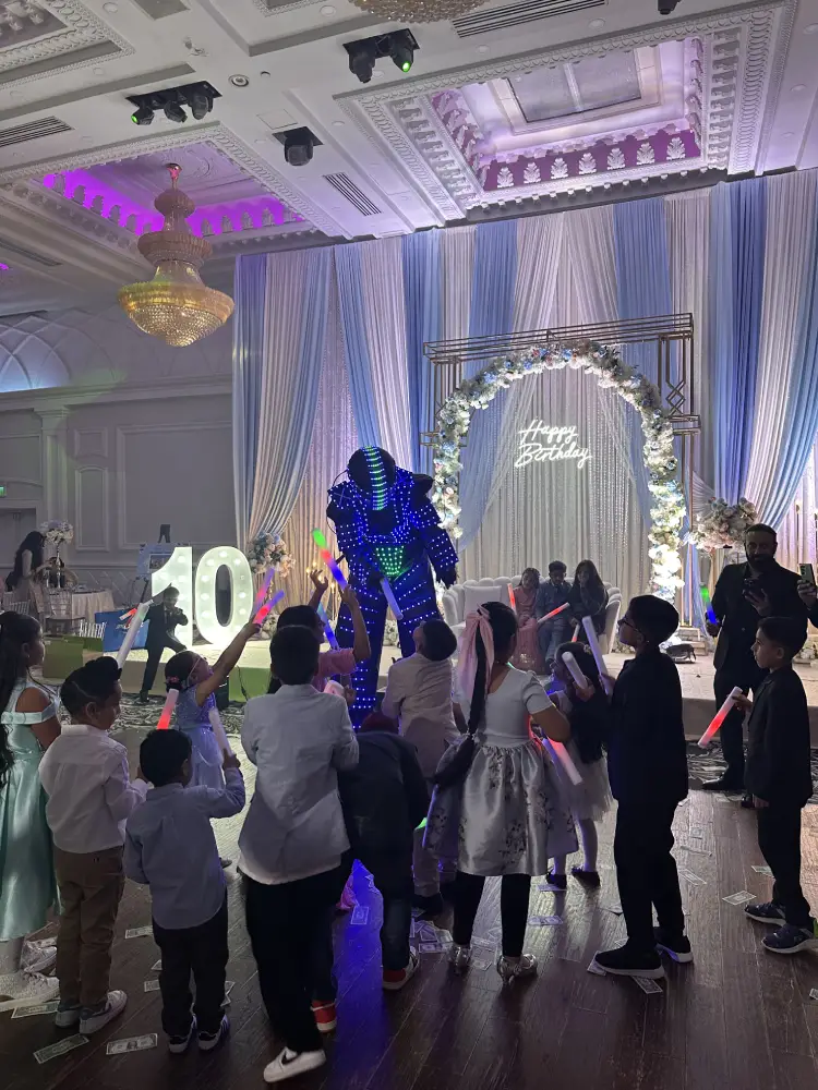 LED Robot dancing in birthday