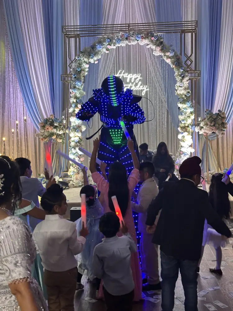 LED Robot interacting with kids