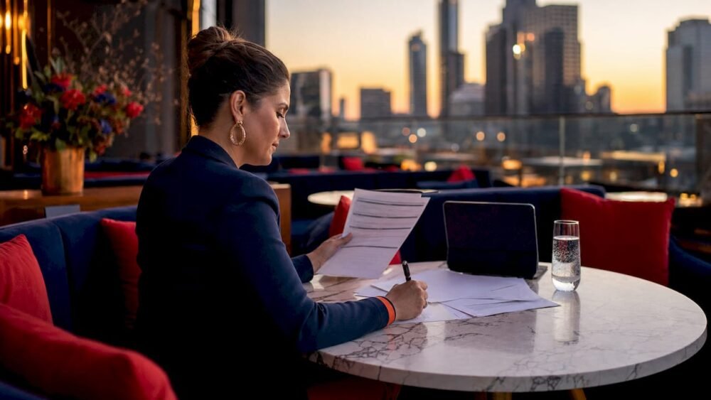 Event planner reviewing private party checklist