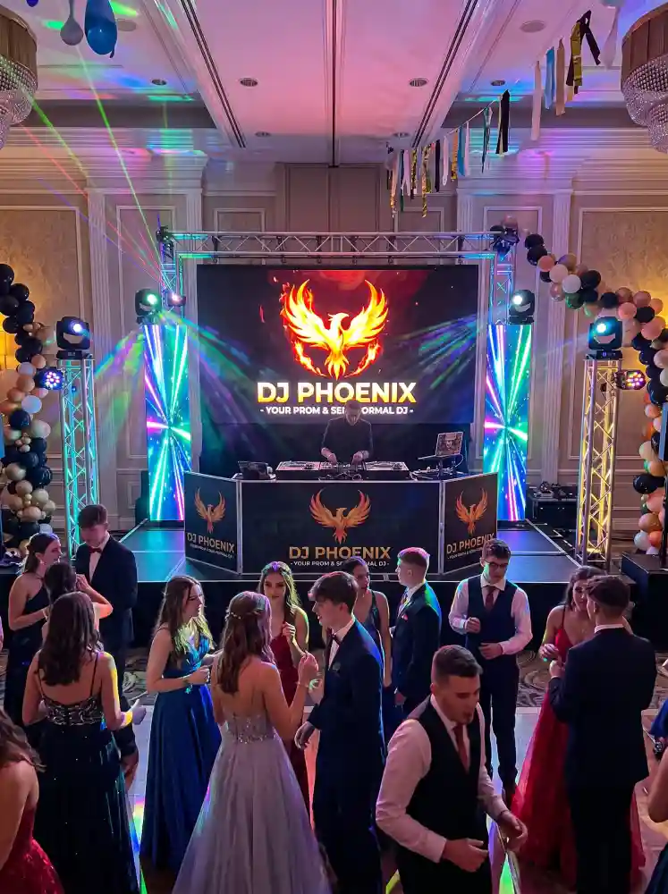 Concert grade intelligent light show setup inside a GTA school gymnasium